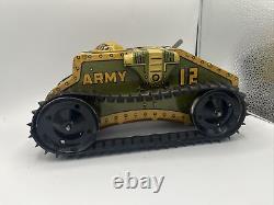 Vintage MARX Toys 12 Army Tank Litho Wind Up Tin Military Toy USA Rare Working