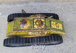 Vintage MARX Toys 12 Army Tank Litho Wind Up Tin Military Toy USA Rare Working