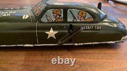 Vintage MARX U. S. ARMY STAFF CAR WIND-UP TIN Winds & Working