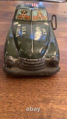 Vintage MARX U. S. ARMY STAFF CAR WIND-UP TIN Winds & Working