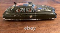 Vintage MARX U. S. ARMY STAFF CAR WIND-UP TIN Winds & Working