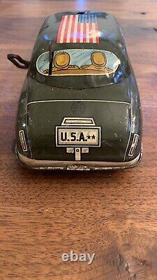 Vintage MARX U. S. ARMY STAFF CAR WIND-UP TIN Winds & Working