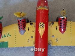 Vintage MARX Wind Up Tin Toy TWA Trans World Airlines US Mail Airplane