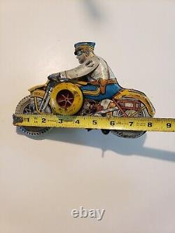 Vintage MARX Wind-up Tin Police Motorcycle