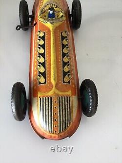 Vintage Mar Louis Marx Tin Litho Wind Up Toy Wheel Race Car 16.5 RARE