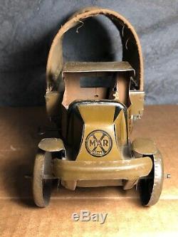 Vintage Marx 11 Tin Windup USA Army Truck With Canvas Cover 1930s Works