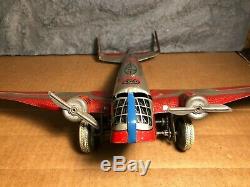 Vintage Marx 14 Tin Bomber Airplane Motor works USA Good condition