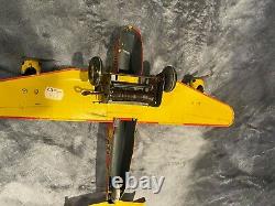 Vintage Marx 14 Tin Military Bomber Airplane Motor Works USA Very Good
