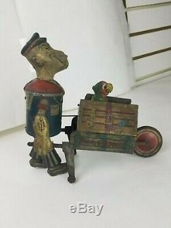 Vintage Marx 1930's Popeye Baggage Express Tin Wind-Up Toy (For Repair)