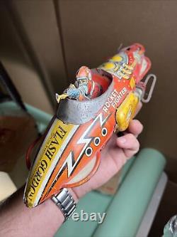 Vintage Marx 1930's Tin Litho Wind-up Flash Gordon Rocket Fighter Works! King