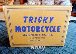 Vintage Marx 1930's Tricky Motorcyle Cop Tin Wind Up With Box Very Rare