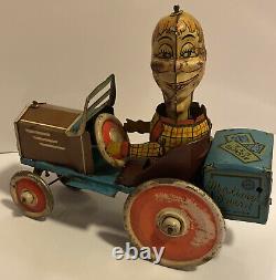 Vintage Marx 1939 Mortimer Snerd Tricky Tin Wind-Up Toy Eccentric Car