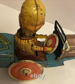 Vintage Marx 1939 Mortimer Snerd Tricky Tin Wind-Up Toy Eccentric Car
