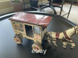 Vintage Marx 1940 Litho Tin Horse And Milk & Cream Wagon
