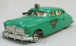Vintage Marx 1948 Step-down Hudson Green Police Car Wind-up with Sparking Gun