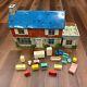 Vintage Marx 1950/60s Tin Metal 2 Story Colonial Dollhouse Lithograph Toy Patio