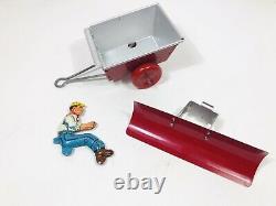 Vintage Marx 1950s Climbing Tractor And Trailer Wind Up Tin Toy Original Box