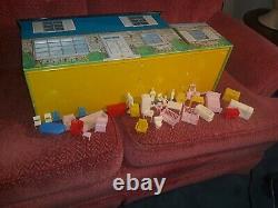 Vintage Marx 2 Story Tin Litho Dollhouse And Furniture 1950s-60s MID Century