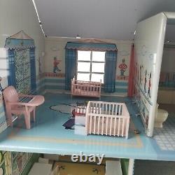 Vintage Marx 2 Story Tin Litho Dollhouse With Furniture 19½x9x15½ Tall