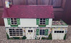 Vintage Marx 50s 60s Tin Metal 2 Story Colonial Dollhouse Toy Patio withFurniture