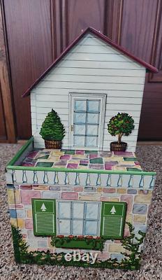 Vintage Marx 50s 60s Tin Metal 2 Story Colonial Dollhouse Toy Patio withFurniture