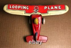 Vintage Marx 5 Looping Plane Tin Wind-up Stunt Toy Very good Works