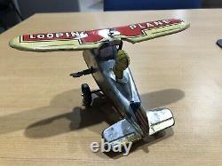 Vintage Marx 5 Looping Plane Tin Wind-up Stunt Toy Works