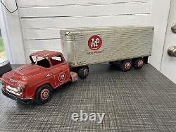 Vintage Marx A&P Super Markets Semi Truck Tin Pressed Steel Delivery Toy 1950s