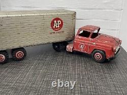 Vintage Marx A&P Super Markets Semi Truck Tin Pressed Steel Delivery Toy 1950s