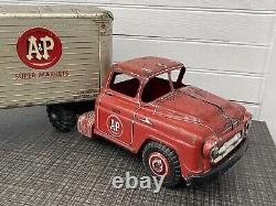 Vintage Marx A&P Super Markets Semi Truck Tin Pressed Steel Delivery Toy 1950s