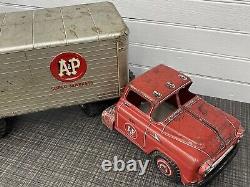 Vintage Marx A&P Super Markets Semi Truck Tin Pressed Steel Delivery Toy 1950s