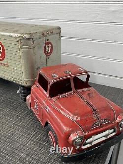 Vintage Marx A&P Super Markets Semi Truck Tin Pressed Steel Delivery Toy 1950s