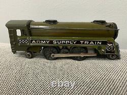 Vintage Marx Army Supply 500 Locomotive Engine Tin Toy Train O Scale 1 of 2