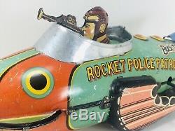 Vintage Marx Buck Rogers Rocket Police Patrol Motor works and It SPARKS