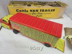 Vintage Marx Cattle Van Trailer Tin Toy Still In Original Box 960