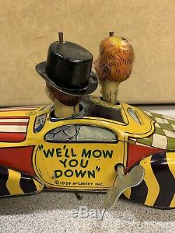 Vintage Marx Charlie McCarthy And Mortimer Snerd Private Car Wind Up Tin Toy