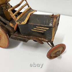 Vintage Marx Charlie McCarthy Benzine Buggy Tin Litho Red Wheel Windup Toy Car
