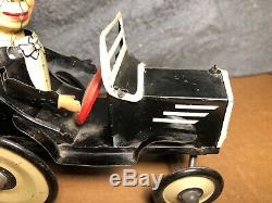 Vintage Marx Charlie McCarthy Wind-Up Tin Toy Bump N' Go Crazy Car Works