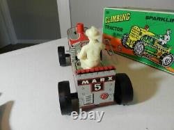 Vintage Marx Climbing Tractor- Nos- No. 904- Tin Litho Toy Tractor- Excl
