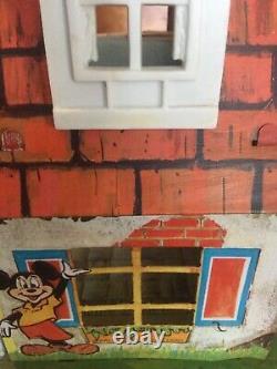 Vintage Marx Disney Mickey Mouse And Friends Tin Litho Metal Doll House WithHandle