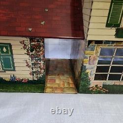 Vintage Marx Doll House Tin Litho Metal 2 Story Breezeway Furniture Included