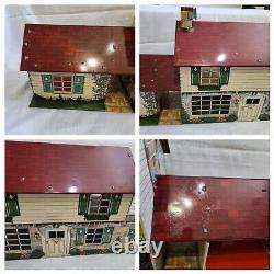 Vintage Marx Doll House Tin Litho Metal 2 Story Breezeway Furniture Included