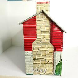 Vintage Marx Dollhouse Tin Metal Litho Two Story with Furniture