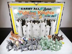Vintage Marx Fighting Knights Castle Playset In Tin Carry All Box Lot