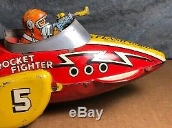 Vintage Marx Flash Gordon Rocket Fighter Wind-Up Tin Toy Very good
