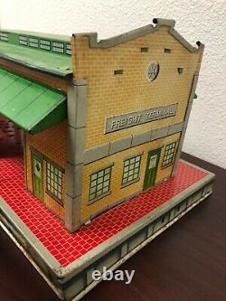 Vintage Marx Freight Train Terminal, Tin Litho, O-Scale, With Accessories & Ramp