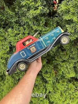 Vintage Marx G Man Pursuit Car Tin Toy Wind Up Rare Black Fenders Very Nice