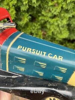 Vintage Marx G Man Pursuit Car Tin Toy Wind Up Rare Black Fenders Very Nice