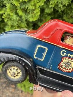 Vintage Marx G Man Pursuit Car Tin Toy Wind Up Rare Black Fenders Very Nice