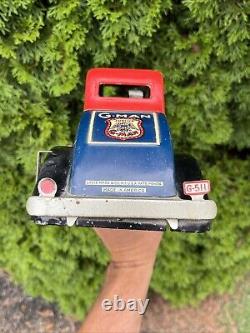 Vintage Marx G Man Pursuit Car Tin Toy Wind Up Rare Black Fenders Very Nice